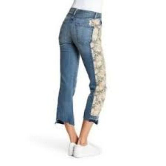 Current/Elliott The Uneven Seamed Original Straight First Love Mixed Floral jean - Picture 4 of 12